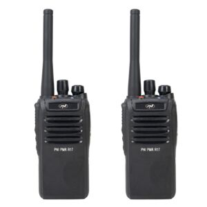 Kit 2 statii radio portabile PNI PMR R17 446MHz, 0.5W, 16 canale PMR si tonuri 50 CTCSS si 104 DCS, programabila, Li-Ion