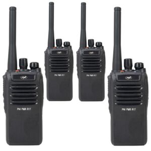 Kit 4 statii radio portabile PNI PMR R17 446MHz, 0.5W, 16 canale PMR si tonuri 50 CTCSS si 104 DCS, programabila, Li-Ion